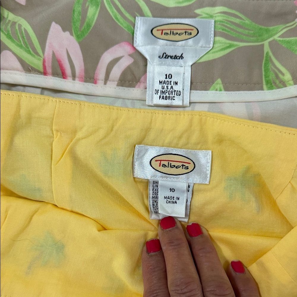 Talbots Yellow Palm and Floral Mini Skirt Set size 10 - Picture 7 of 8